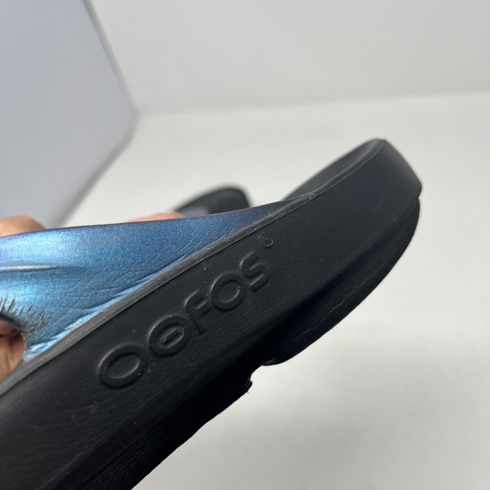 OOFOS OOlala Sandals Womens Sz 11 Midnight Thong Specter Black Blue Purple - Picture 11 of 12